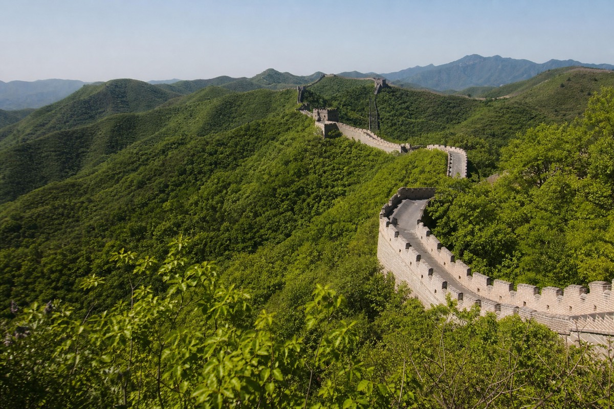 Spring greenery around the Great Wall of China near Beijing