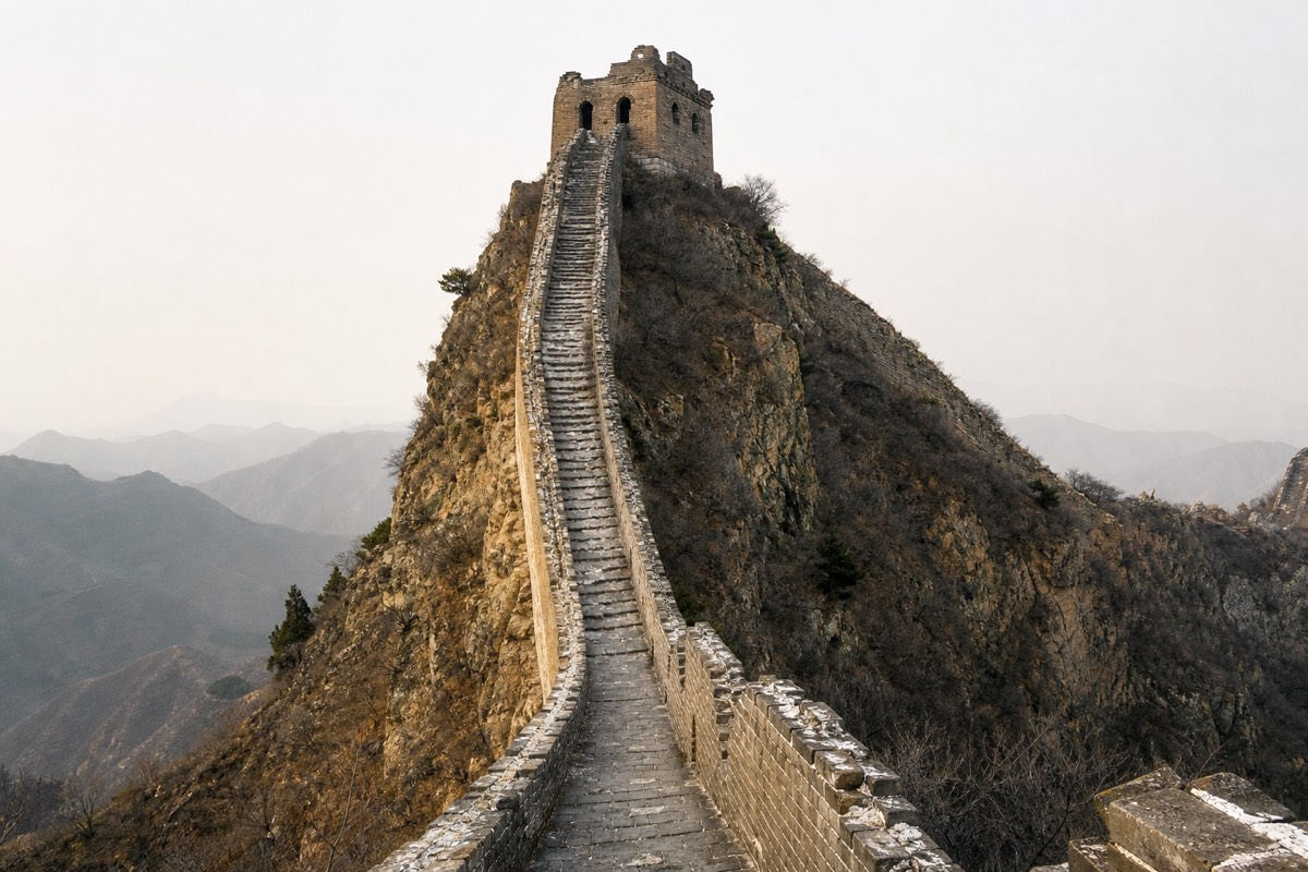 Steep, uneven steps runners face on the Great Wall Marathon course
